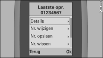 Submenu's 'Laatste oproepen'